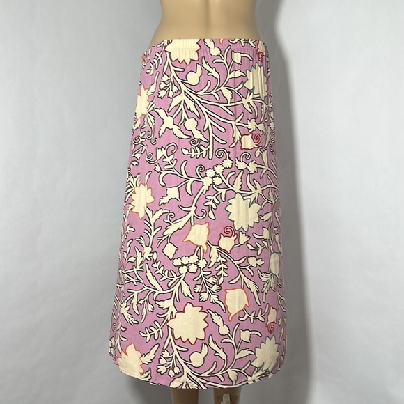 Knox Rose Pink Floral Elastic Pull up Skirt Midi (M91R3Y) - Picture 2 of 3